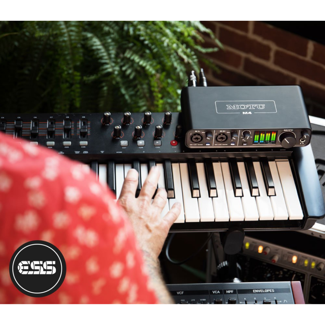 MOTU M4 Audio Interface with MIDI Keyboard and Synthesizer for Studio Recording and Music Production